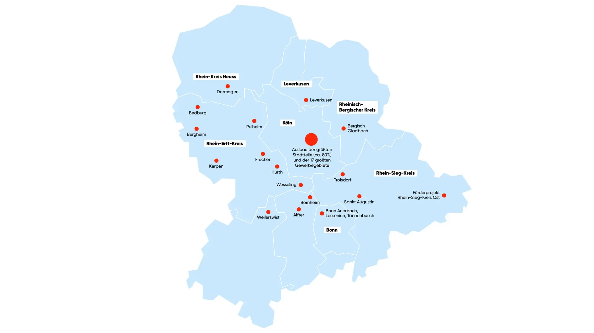 Karte von NetCologne zum Glasfaserausbau